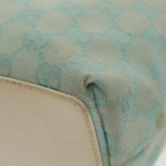 GUCCI GG Canvas Tote Bag Light Blue Gold 002 1098 Auth 100928 - Picture 5 of 16